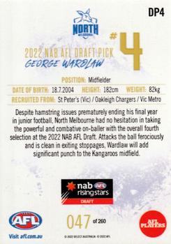 2022 Select NAB AFL Draft Picks #DP4 George Wardlaw Back